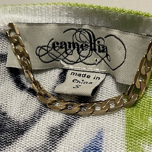 Camellia Cardigan Sweater artsy pattern size S lightweight - Picture 5 of 13